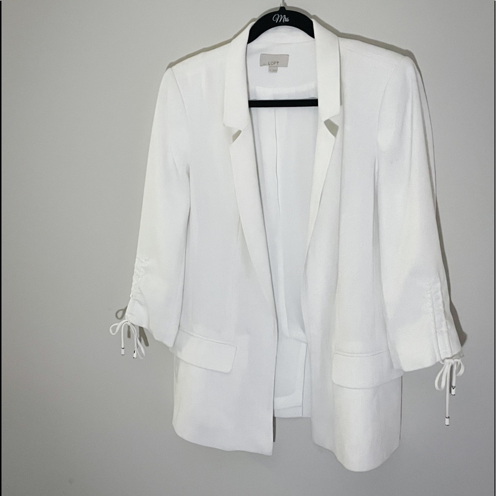 COPY - White Ann Taylor Blazer Tie Up Sleeves